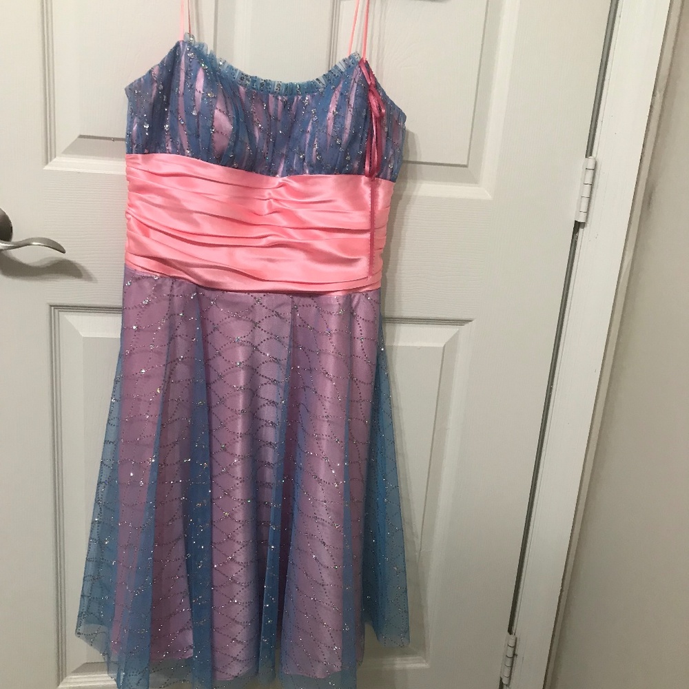 Pink and Blue Juniors Evening Dress